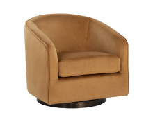 Sunpan 107966 - Hazel Swivel Lounge Chair - Dark Bronze - Gold Sky
